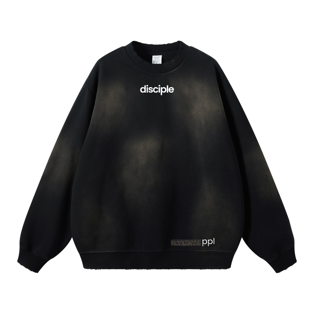 disciple — of The Way Round Neck Washed Distressed Ombre Heavyweight Sweatshirt(440GSM)