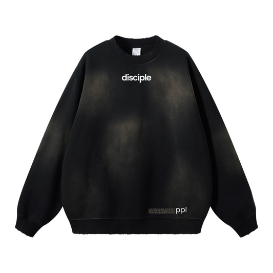 disciple — of The Way Round Neck Washed Distressed Ombre Heavyweight Sweatshirt(440GSM)