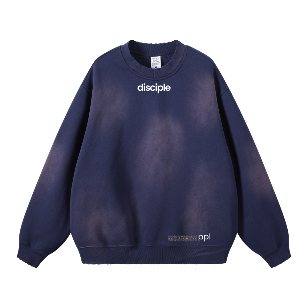 disciple — of The Way Round Neck Washed Distressed Ombre Heavyweight Sweatshirt(440GSM)